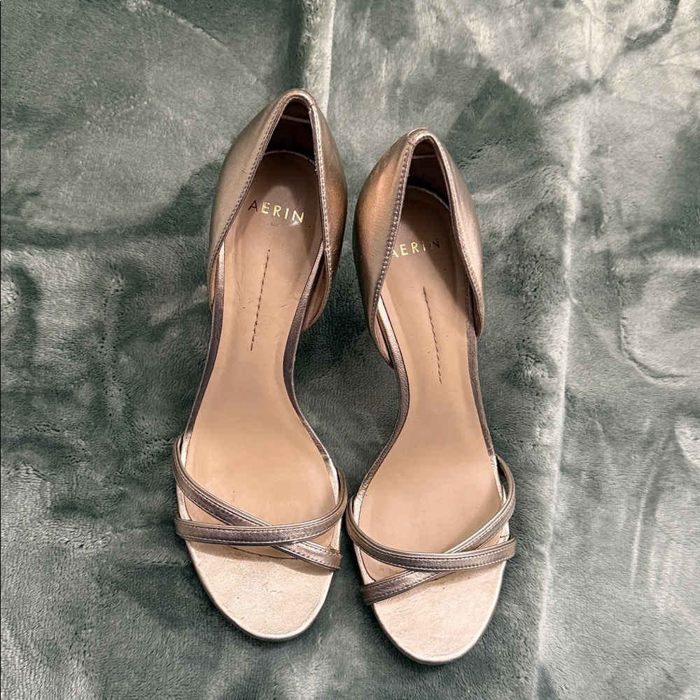 AERIN Women's Gold Strappy Heels
